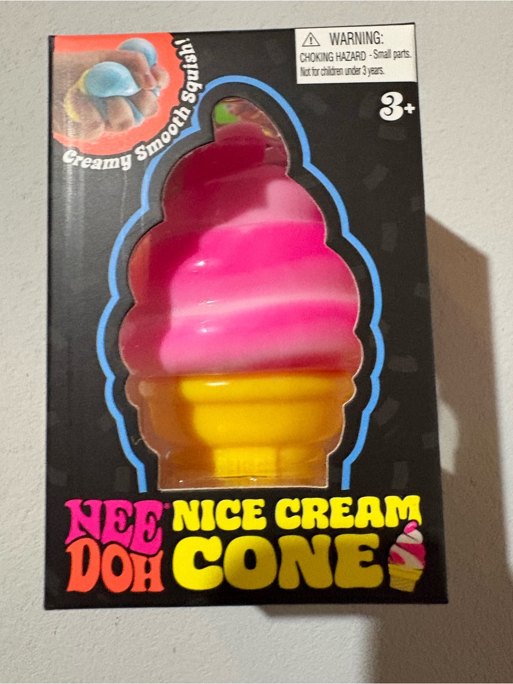 NeeDoh Nice Cream Cone Squishy Toy - Pink & Yellow